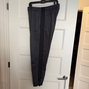 Adidas Men's Dark Gray Joggers with Black Stripes